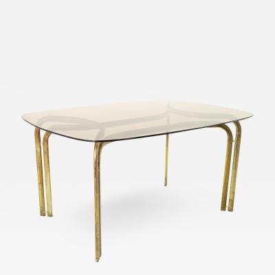 Milo Baughman Style Mid Century Brass and Glass Dining Table