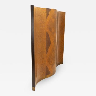 Milo Baughman Style Mid Century Burlwood Room Divider