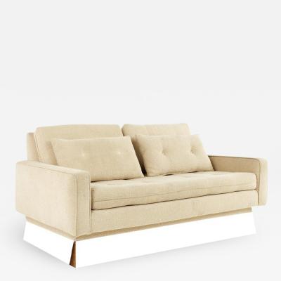 Milo Baughman Style Mid Century Chrome Base Settee Sofa