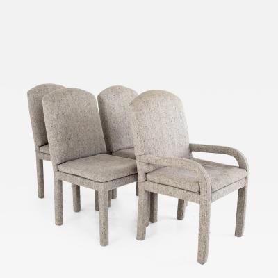 Milo Baughman Style Mid Century Grey Parsons Chairs Set of 4
