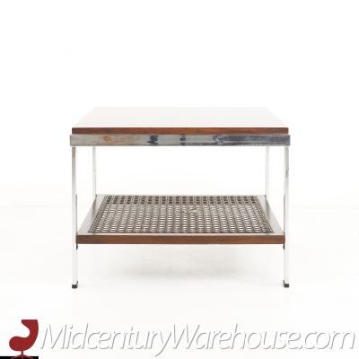 Milo Baughman Style Mid Century Rosewood and Chrome Side Table