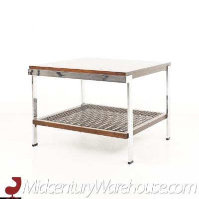Milo Baughman Style Mid Century Rosewood and Chrome Side Table