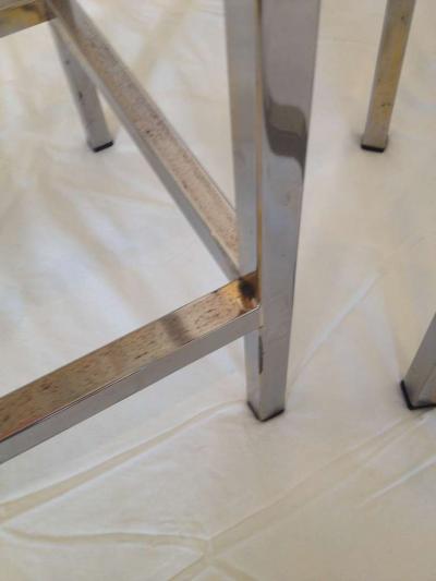Milo Baughman Style Polished Chrome Glass Top Nesting Tables