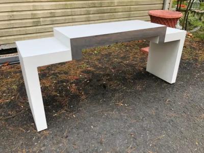 Milo Baughman Stylish Postmodern Milo Baughman style Laminated Geometric Console Sofa Table
