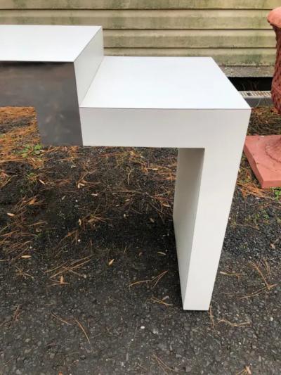 Milo Baughman Stylish Postmodern Milo Baughman style Laminated Geometric Console Sofa Table