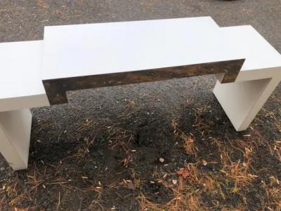 Milo Baughman Stylish Postmodern Milo Baughman style Laminated Geometric Console Sofa Table