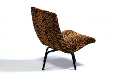 Milo Baughman Swiveling Mid Century Modern Scoop Chairs Newly Upholstered in Tiger Velvet