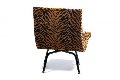 Milo Baughman Swiveling Mid Century Modern Scoop Chairs Newly Upholstered in Tiger Velvet