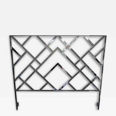 Milo Baughman Tall Milo Baughman Hollywood Regency Chinoiserie King Size Headboard in Chrome