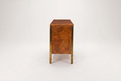 Milo Baughman Tomlinson Burl Walnut Credenza or Sideboard Brass Trim North Carolina 1960s