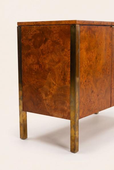 Milo Baughman Tomlinson Burl Walnut Credenza or Sideboard Brass Trim North Carolina 1960s