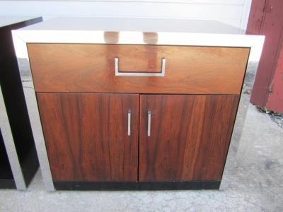 Milo Baughman Two Milo Baughman Rosewood Chrome and Black Lacquer Night Stands