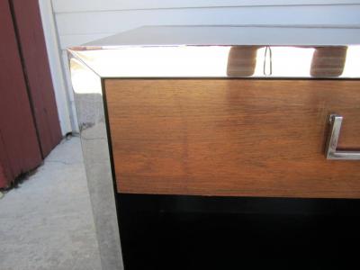 Milo Baughman Two Milo Baughman Rosewood Chrome and Black Lacquer Night Stands