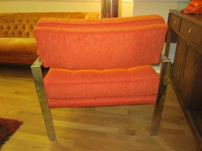 Milo Baughman Unusual Milo Baughman Orange Chrome Lounge Chair Mid Century Modern