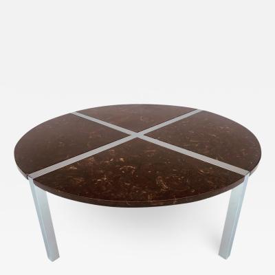Milo Baughman VINTAGE 1970S CHROME AND MARBLE RESIN ROUND COFFEE TABLE BAUGHMAN STYLE