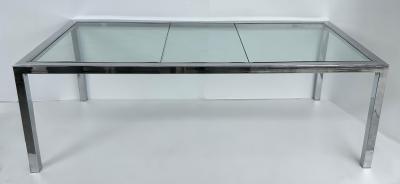 Milo Baughman Vintage Milo Baughman DIA Chrome Glass Dining Table Expandable with Leaf