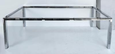 Milo Baughman Vintage Milo Baughman DIA Chrome Glass Dining Table Expandable with Leaf