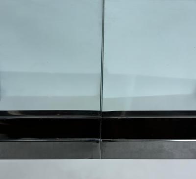 Milo Baughman Vintage Milo Baughman DIA Chrome Glass Dining Table Expandable with Leaf