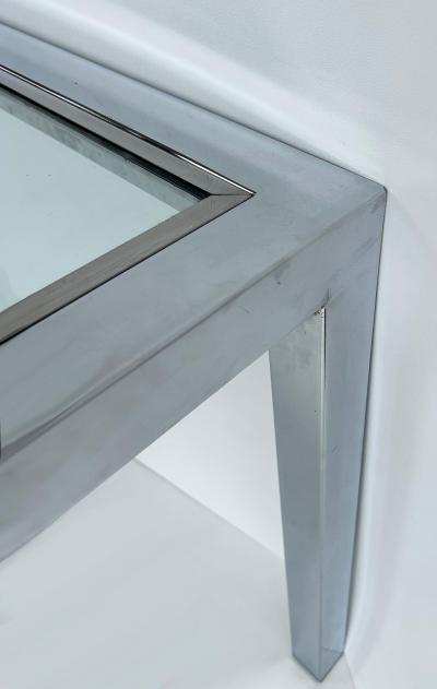 Milo Baughman Vintage Milo Baughman DIA Chrome Glass Dining Table Expandable with Leaf