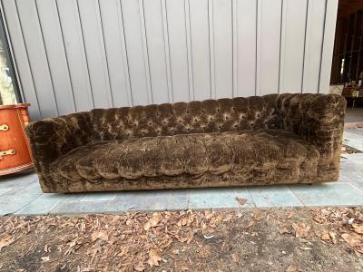 Milo Baughman Vintage Milo Baughman style Tufted Tuxedo Sofa Mid Century Modern