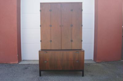 Milo Baughman Walnut Highboy Cabinet by Milo Baughman for Directional