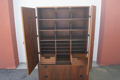 Milo Baughman Walnut Highboy Cabinet by Milo Baughman for Directional