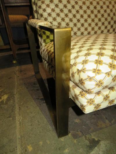 Milo Baughman Wonderful Milo Baughman Bronze Flatbar Cube Lounge Chair Midcentury