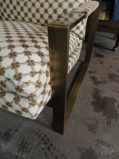 Milo Baughman Wonderful Milo Baughman Bronze Flatbar Cube Lounge Chair Midcentury