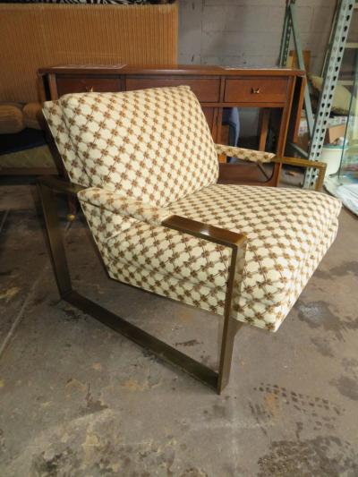 Milo Baughman Wonderful Milo Baughman Bronze Flatbar Cube Lounge Chair Midcentury