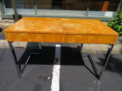 Milo Baughman Wonderful Milo Baughman Olivewood Chrome Desk Mid Century Modern
