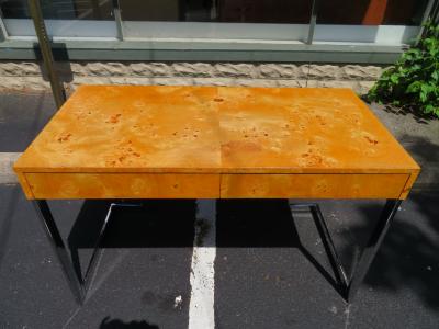 Milo Baughman Wonderful Milo Baughman Olivewood Chrome Desk Mid Century Modern