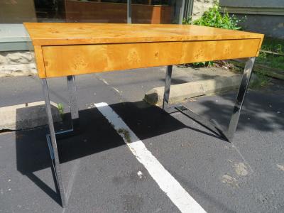 Milo Baughman Wonderful Milo Baughman Olivewood Chrome Desk Mid Century Modern