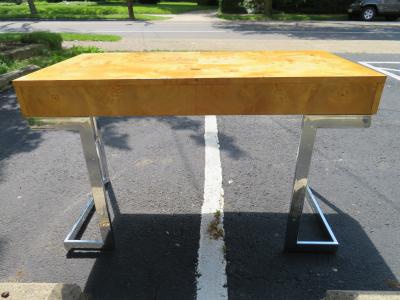 Milo Baughman Wonderful Milo Baughman Olivewood Chrome Desk Mid Century Modern