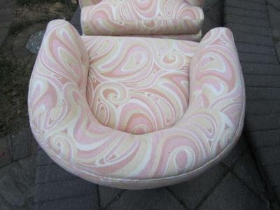 Milo Baughman Wonderful Pair Pucci Barrel Back Rolling Milo Baughman Style Lounge Chairs