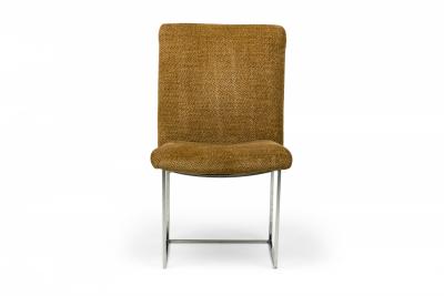 Milo Baughman for Thayer Coggin Brown Woven Fabric Captain Dining Side Chair