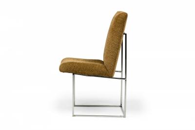 Milo Baughman for Thayer Coggin Brown Woven Fabric Captain Dining Side Chair