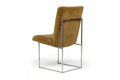 Milo Baughman for Thayer Coggin Brown Woven Fabric Captain Dining Side Chair