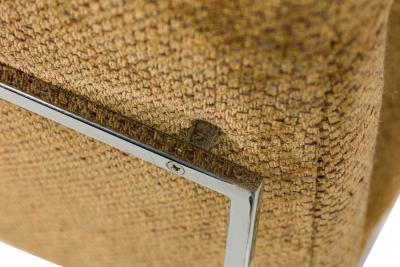 Milo Baughman for Thayer Coggin Brown Woven Fabric Captain Dining Side Chair