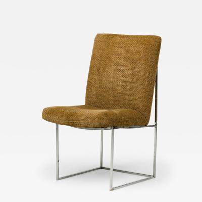 Milo Baughman for Thayer Coggin Brown Woven Fabric Captain Dining Side Chair