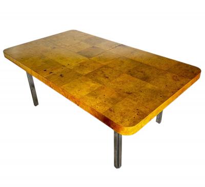 Milo Baughman for Thayer Coggin Burlwood and Chrome Dining Table 1960