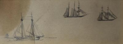 Milton James Burns MILTON J BURNS 1853 1933 THREE SHIPS AT SEA 