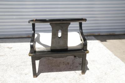 Ming Style Black Lacquered Horseshoe Back Lounge Chair