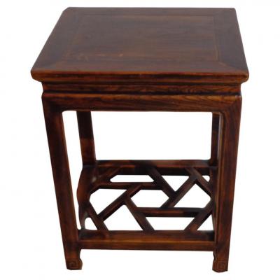Ming Style Chinosarie Side Table with Fretwork