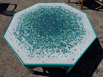Ming Style Octagon Coffee Table with Mosaic Top