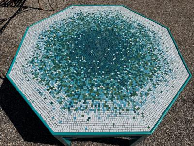 Ming Style Octagon Coffee Table with Mosaic Top