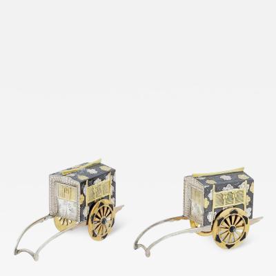 Mini Japanese Sterling Silver Salt Pepper Shakers Set