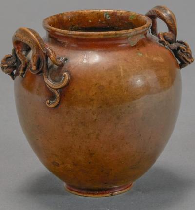 Miniature Bronze Jar with Dragon Handles