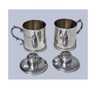 Miniature Silver Tankard Peppers Casters London 1885