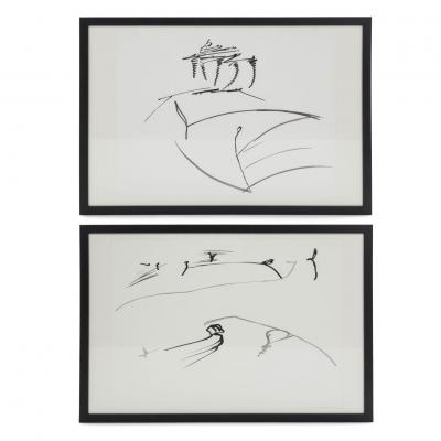 Minimal Black and White Abstract Gestural Ink on Paper by Philip Renteria 1976 