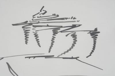 Minimal Black and White Abstract Gestural Ink on Paper by Philip Renteria 1976 